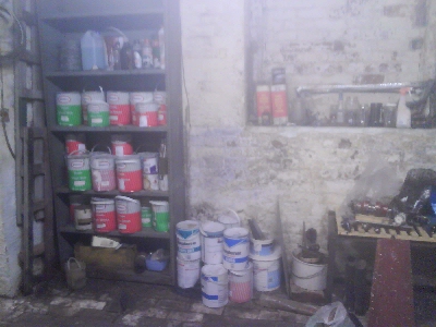 Paint cans ready for the house refurb.